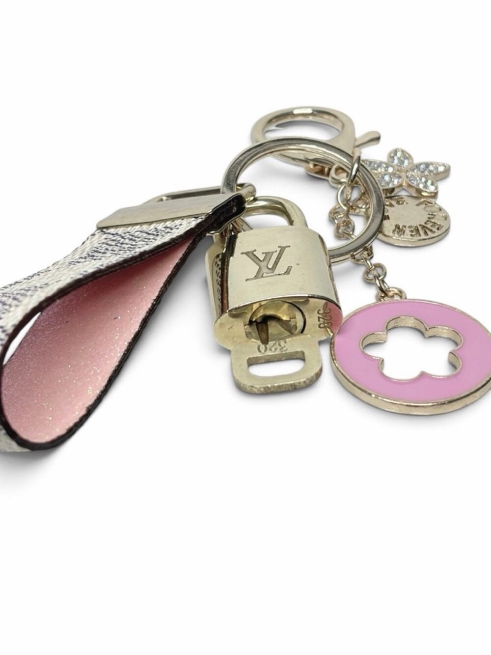 Louis Vuitton Lock & Key Set #320 with Handmade Damier Loop Keychain & Charms